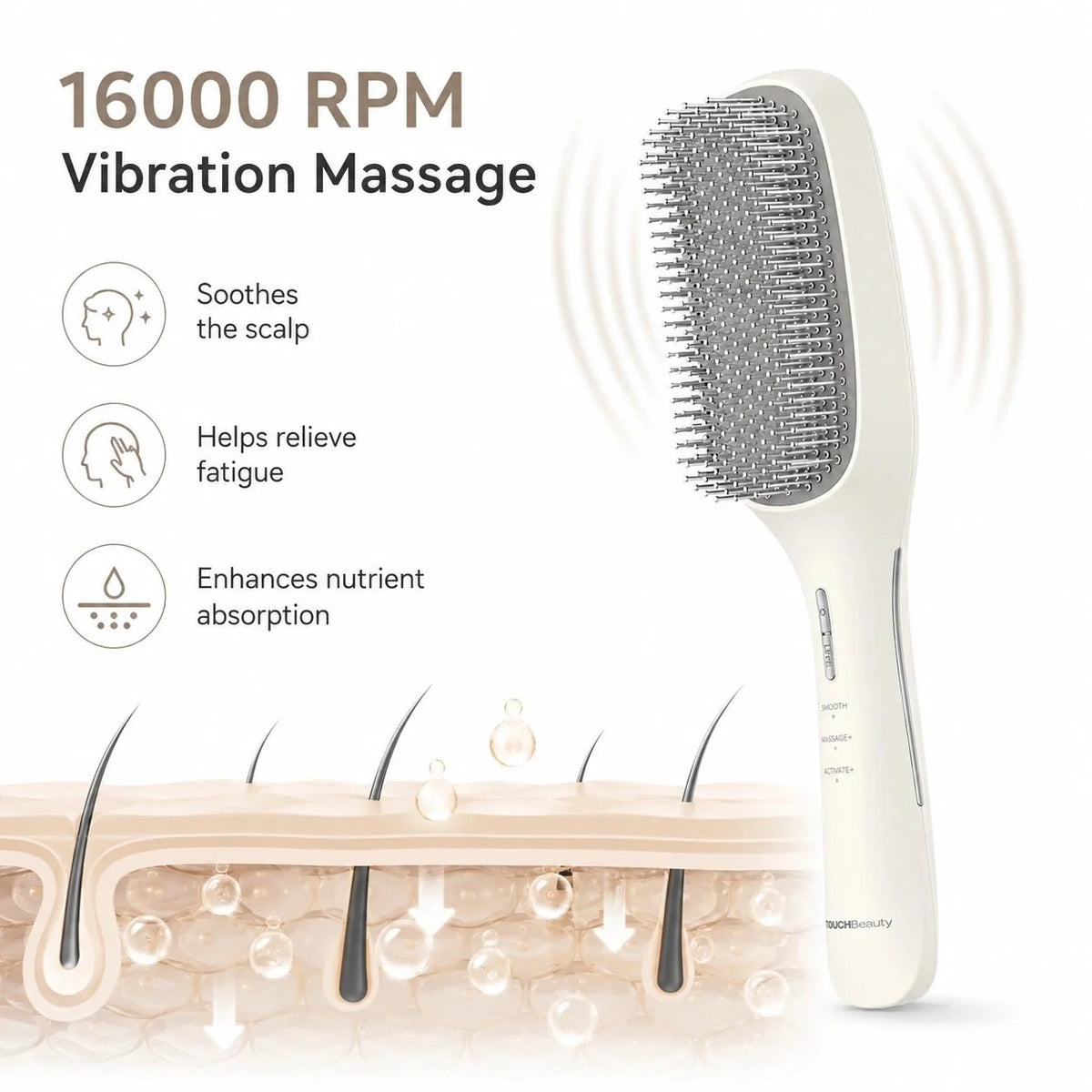 TOUCHBeauty™ 3-Mode EMS Scalp Care Brush - TOUCHBeauty