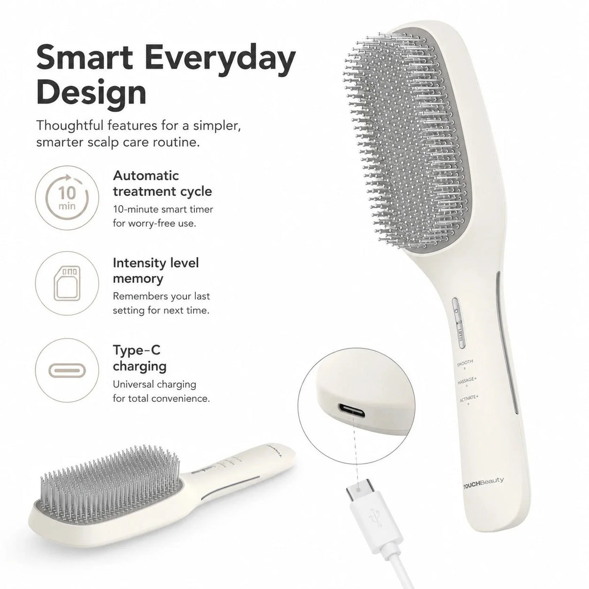 TOUCHBeauty™ 3-Mode EMS Scalp Care Brush - TOUCHBeauty